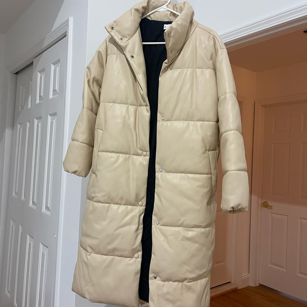Mango Light Tan Puffer Coat